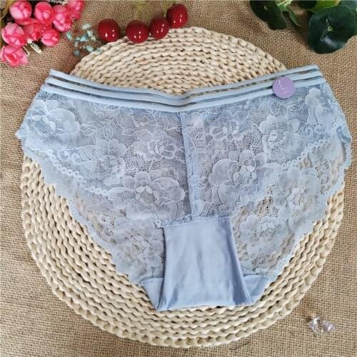 European and American wind lace girls underwear hot thin sexy gauze hollowed-out hot triangle cotton crotch womens underwear