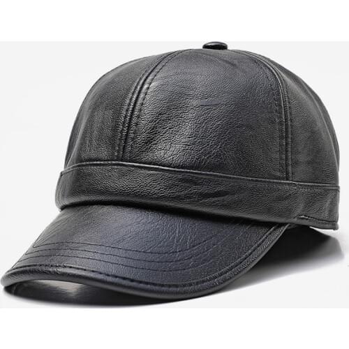 Winter Cap Man Leather Dad Baseball Hat with Ear Flap Warm Plush Lining Trucker Cap Mens Fashion