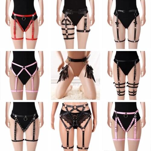 Leather Bondage Suspender Sexy Harness Garter Body Strap Belt Stockings Gothic Sword Belts Womens Lingerie Sex Costumes Bdsm