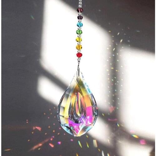 1pcs 76mm AB Colorful Drop Crystal Prisms Pendant Chandelier Suncatcher Rainbow Hanging Ornament Home Decor Lighting Lamp