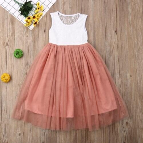 2-7Y Summer Toddler Kids Baby Girl Dress Sleeveless Patchwork Tutu Boho Long Dress Sundress Clothes