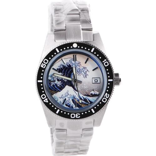 HEIMDALLR 62MAS Mens Diving Watch Kanagawa Wave Luminous Dial Sapphire 300M Water Resistance NH35A Automatic Movement Relogio