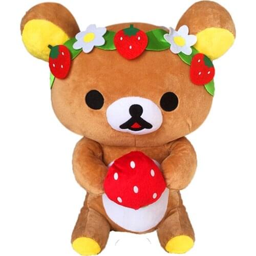 New Cute Rilakkuma Bear Strawberry Series Big Plush Toy Doll 40cm Pillow Cushion Stuffed Kids Toys Dolls Children Birthday Gifts