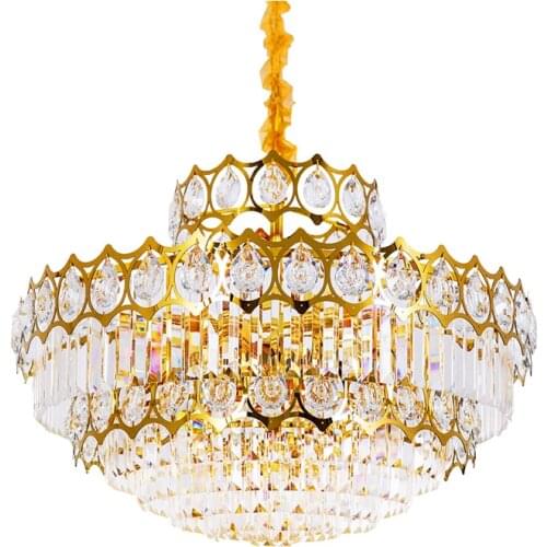 Lighting Modern K9 Crystal Led E14 Pendant Lights Living Room Gold Pendant Lamp Dining Room Hanging Fixtures For Bedroom