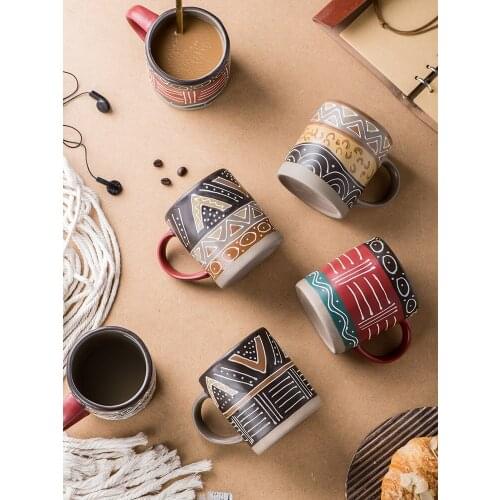 Personalized hand-painted coffee cup retro matte porcelain coffee cup creative tea milk cup office cup drinks in the kitchen