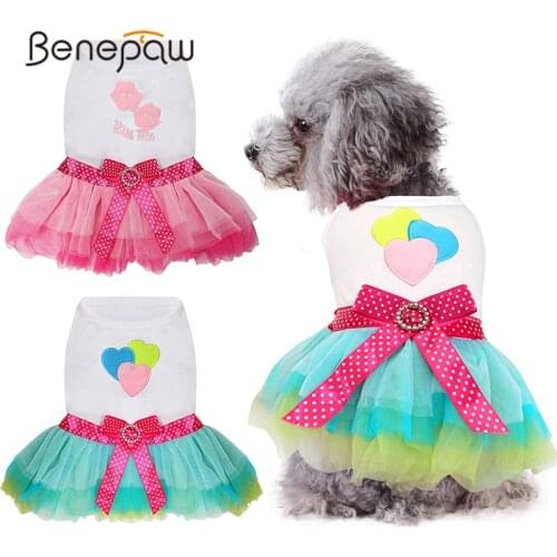 Benepaw Fashion Small Dog Dress Cute Comfortable Heart Lip Printed Princess Puppy Pet Clothes Summer Spring Party Holiday