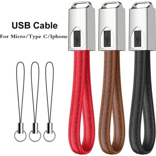 Portable USB Type C Cable Micro USB Type C 8 Pin Data Wire Mini 20CM Short Keychain Charging Cord For iPhone 12 Xiaomi 11 Huawei