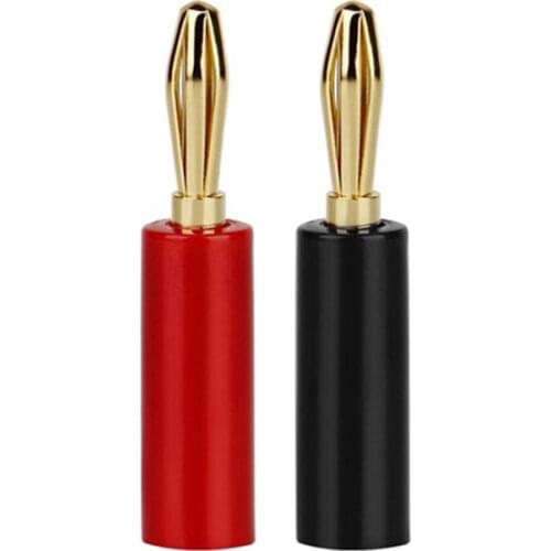 Banana Plug Connectors Male Audio Adapter Gold Plated 180 Degree Connector For 11mm Musical Wire Pin Speaker Cable Black Red