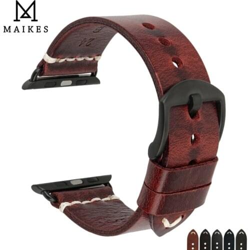 MAIKES New Arrival Real Genuine Leather Vintage Changeable For Apple Watch band Accessories 38/42mm iWatch Apple Watch Strap