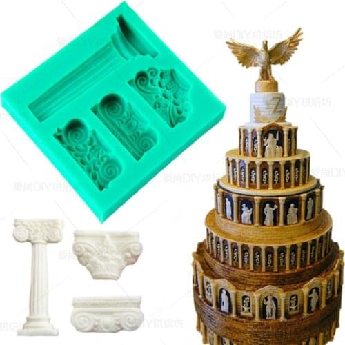 Rome Pillar Silicone Mold Fondant Mould Cake Decorating Tools Chocolate, Gumpaste, Sugarcraft, Kitchen Accessories
