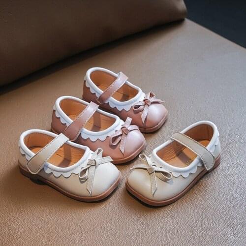 Children Casual Leather Shoes for Girls Kids Dress Shoes with Bowtie Princess Toddlers Little Party Shoes Flats 21-30 Spring New