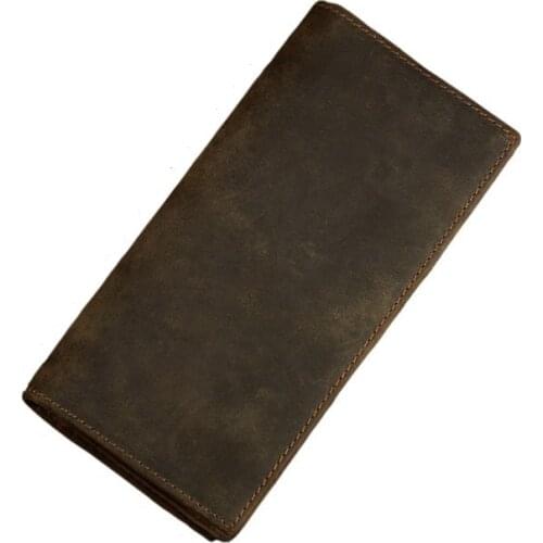 Vintage Men Crazy Horse Leather Wallet Brand Long Genuine Leather Clutch Wallet Male Bifold Clutch Purse Boy Bag Wallet