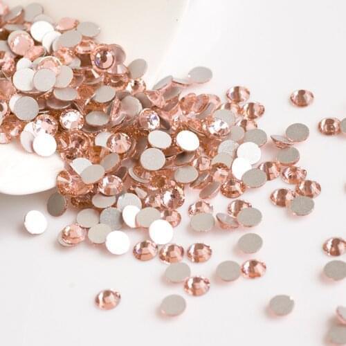 YANRUO 2058NoHF SS16 Light Peach 1440Pcs Strass Non Hot Fix Crystal Flat Back Nails Rhinestones Crystal Glass Stones