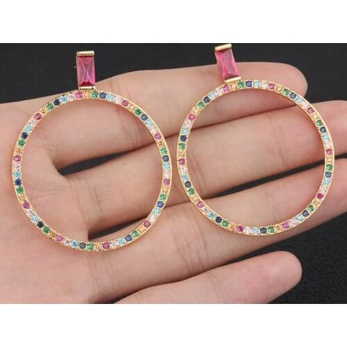 Zlxgirl jewelry Full Colorful zircon Stud earrings accessories for women gifts Europe and America brand copper ears