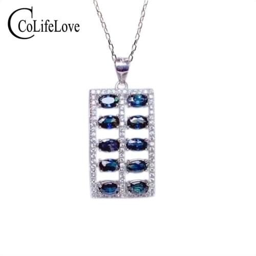 CoLife Jewelry 100% Natural Sapphire Pendant for Daily Wear 10 PCS Blue Sapphire Necklace Pendant 925 Silver Sapphire Jewelry