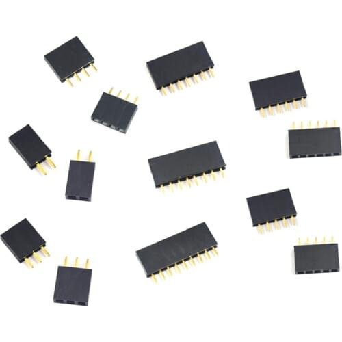 10pcs 2.54mm 1x2/3/4/5/6/7/8/9/10/12/16/20/24/40 Pin Stright Female Single Row Pin Header Strip PCB Connector Single Row Mother