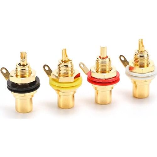 20PCS Panel Mount 24K Gold Plated RCA Female AV plug Jack Audio Socket Amplifier Chassis Phono Connector with nut solder cup