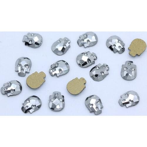 20p 6*8mm Skull Crystal Nail Holographic Halloween Silver Rhinestone Flatback Charms Gems Irregular Jewelry 3D Nails Accessories