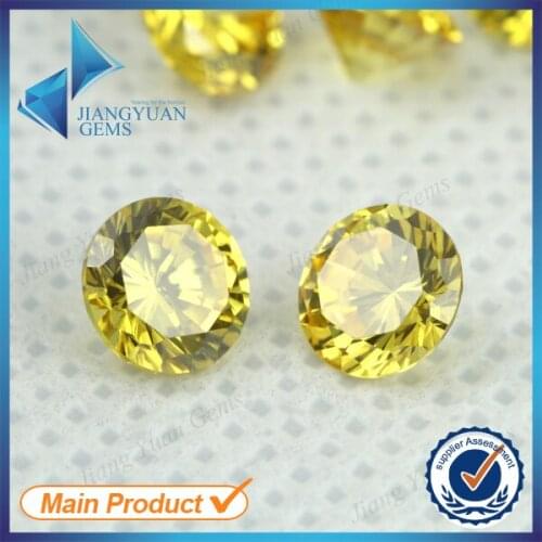 50pcs 5A 0.8-16mm Golden Yellow Color Loose Cubic Zirconia CZ Stone Round Shape European Machine Cut Synthetic Gemstone