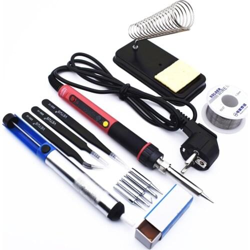 60W Electric Soldering Iron Kit Solder Station Digital LCD Display Adjustable Temperature Electrician Welding Tool 80-500 Deg.C