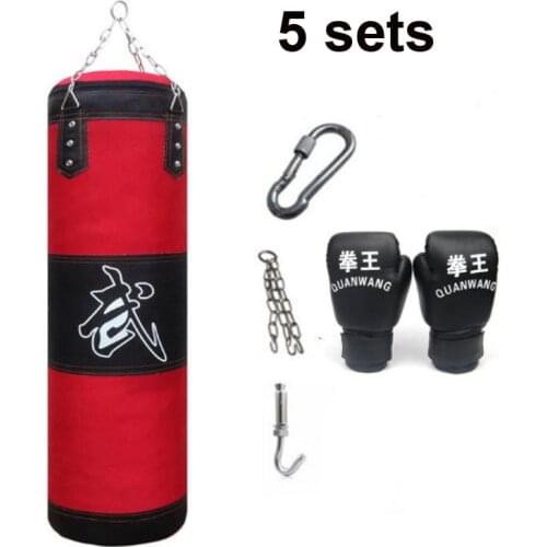 120cm MMA Boxing Punching Sandbag & Gloves Indoor Training Fitness Pressure Relief Punching Sand bag and Muay Thai Boxing Gloves