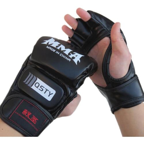 Half Finger Boxing Gloves PU Leather MMA Fighting Kick Boxing Gloves Karate Muay Thai Training Workout Gloves Children Men