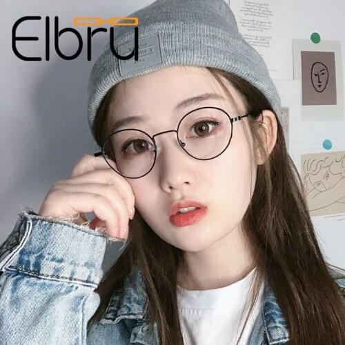 Elbru Vintage Anti Blue Light Myopia Glasses Classic Round Lens Metal Frame Myopia Eyeglasses Unisex Vision Care Eyeglasses