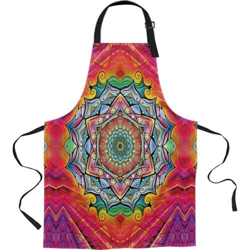 Colorful Mandala Aprons for Women Men Kid Cooking Baking Apron Kitchen Utility Equipment Accessories