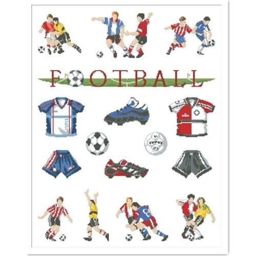 Football Sampler cross stitch package 18ct 14ct 11ct cloth cotton silk thread embroidery DIY handmade needlework