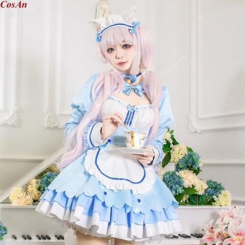 Hot New Arrival Game NEKOPARA Vanilla Cosplay Costume Fashion Cute Blue Maid Dress Female Halloween Party Role Play Clothing
