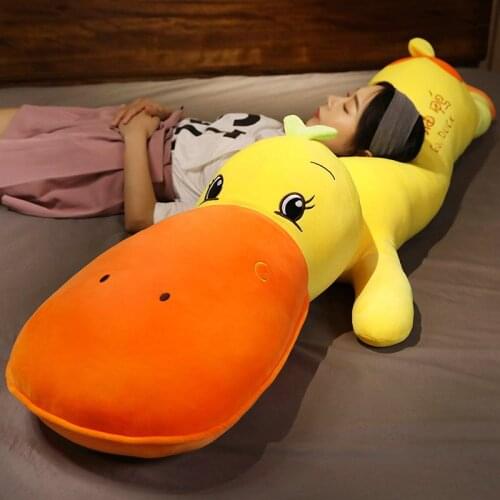 80-150cm Large Size Cute Duck Plush Toys Soft Cotton Stuffed Animal Pillow Cushion Kids Sleepping Lying Doll Baby Girl Christmas