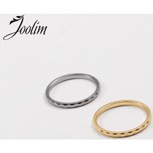 Joolim High End 18K Gold PVD Symple Multilayer Rhombus Tungsten Rings for Women Stainless Steel Jewelry Wholesale