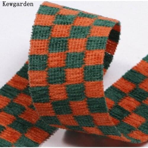 Kewgarden Fluff Color Grid Ribbons 1.5" 1" 2.5cm 4cm DIY Make Hair Bow Accessories Handmade Carfts Sewing Gift Packing 10 Yards