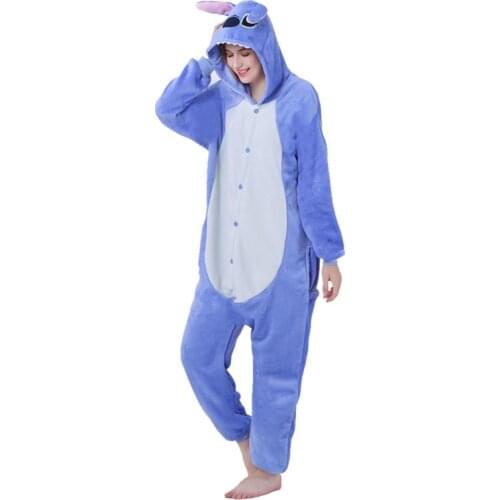 Kigurumi Stitch Costume Kids Pajama Adult Animal Onesie Women Men Hooded Kegurumi Sleepwear Flannel Pijamas
