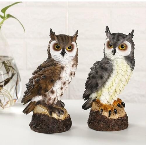 Cute Owl Creative Decoration Resin Animal Sculpture Garden Park Home Living Room Simulation Ornament Micro Landscape Statue Gift