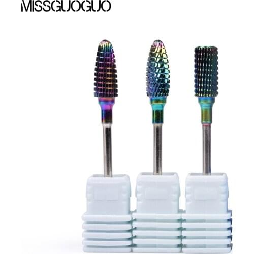 Missguoguo Nail Drill Bits Blue Rainbow Tungsten Carbide Burrs Nail Cutter for Cuticle Manicure Electric Drill Files Accessories