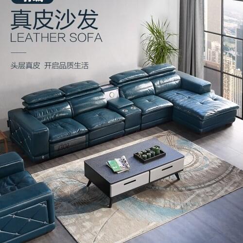 Genuine leather sectional sofa electric recliner Living Room Sofa L alon couch puff asiento muebles de sala air cleaner speaker