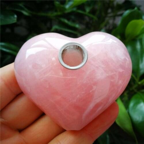 Natural Rose Quartz Crystal Stone Smoking Pipe for Tobacco
