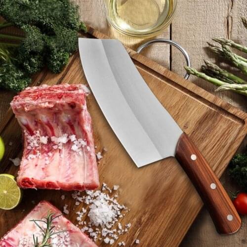 Butcher Knife Stainless Steel Meat Slicing Chopping Knife Razor Sharp Cleaver Kitchen Knife Wood Handle Chinese Chef Knife Carve