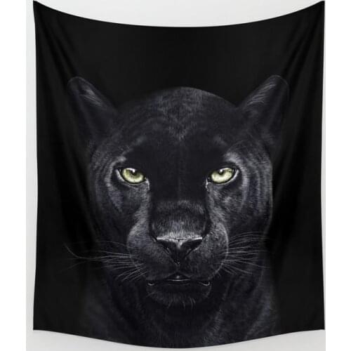 Panther on Black Tapestry Animal Wall Hanging Room Bedspread Beach Mat Tapestries Psychedelic Home Decoration Accessories