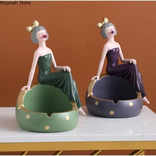 Long Skirt Girl Light Luxury Ashtray Household Creative Character Decoration Anti-fly Ash Ashtray/home Decoration Accessories