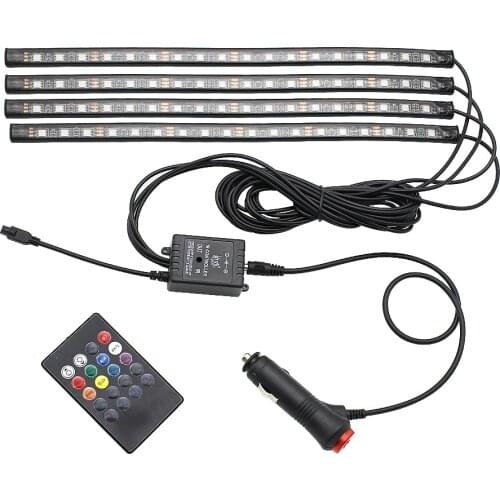 RGB LED Strip Light Car Atmosphere Lamp 9/18 LEDs Music Rhythm Sound Control Atmosphere Light Auto Foot Lamp USB/Cigarette