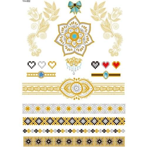 Golden Color Waterproof Metallic Temporary Tattoo Body Art Sticker for Arm