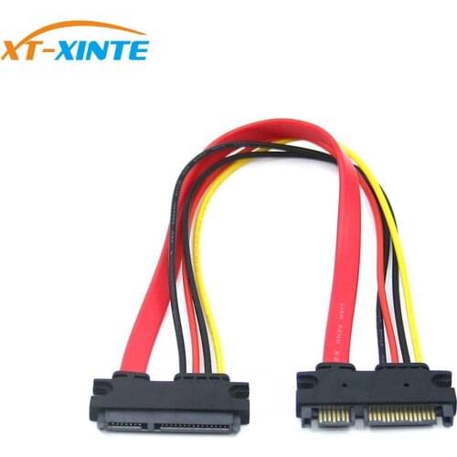 XT-XINTE 30cm/50cm 22Pin(15+7) Male To 22 pin Female SATA Serial SATA Data Power Cable Extension Connector Cord SATA Cables