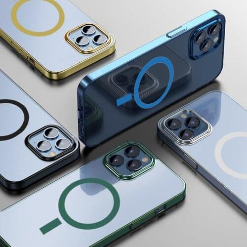 Plating TPU Macsafe Magnetic Phone Case Cover for Iphone 12 Pro Max Mini 11 Shockproof Protection for Magsafe Wireless Charger