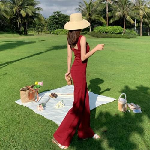 Women 2021 Summer Elegant Jumpsuit Sexy Off Shoulder Sleeveless Suspender Romper Fashion Casual Office Lady Playsuit Mujer Y131