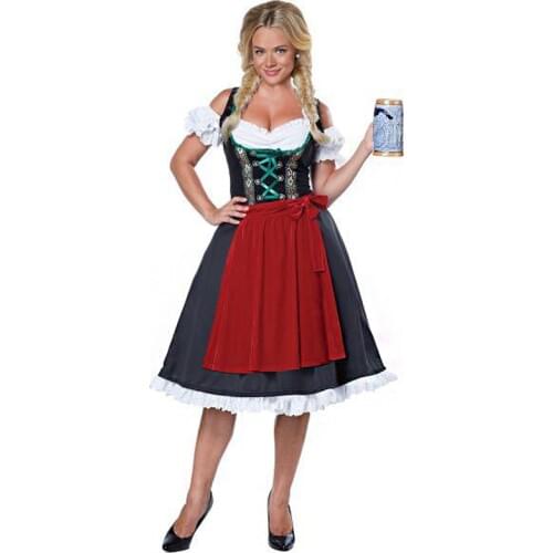 Women Tradition Oktoberfest Dirndl Beer Maid Outfit Bar Waitress Beer Girl Dress