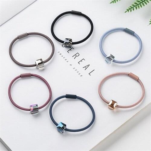 1Pcs New Women Elegant Crystal Geometric Elastic Hair Bands Ponytail Holder Scrunchies Headband Rubber Band Hair Accessories