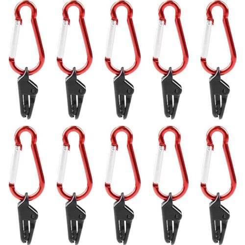 10pcs Tent Clips with Carabiner Crocodile Shape Awning Tarp Clip Buckle Fixed Outdoor Hiking Camping Accessories Multi-tool