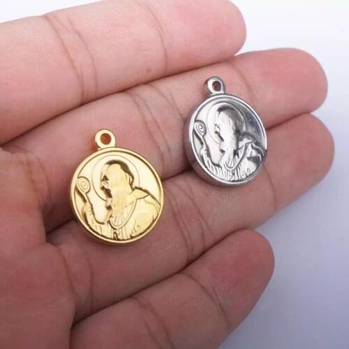 100% Stainless Steel St Benedict Coin Charm Gold/Silver Color Metal San Saint Benedict Cross Medal Charms Wholesale 20pcs